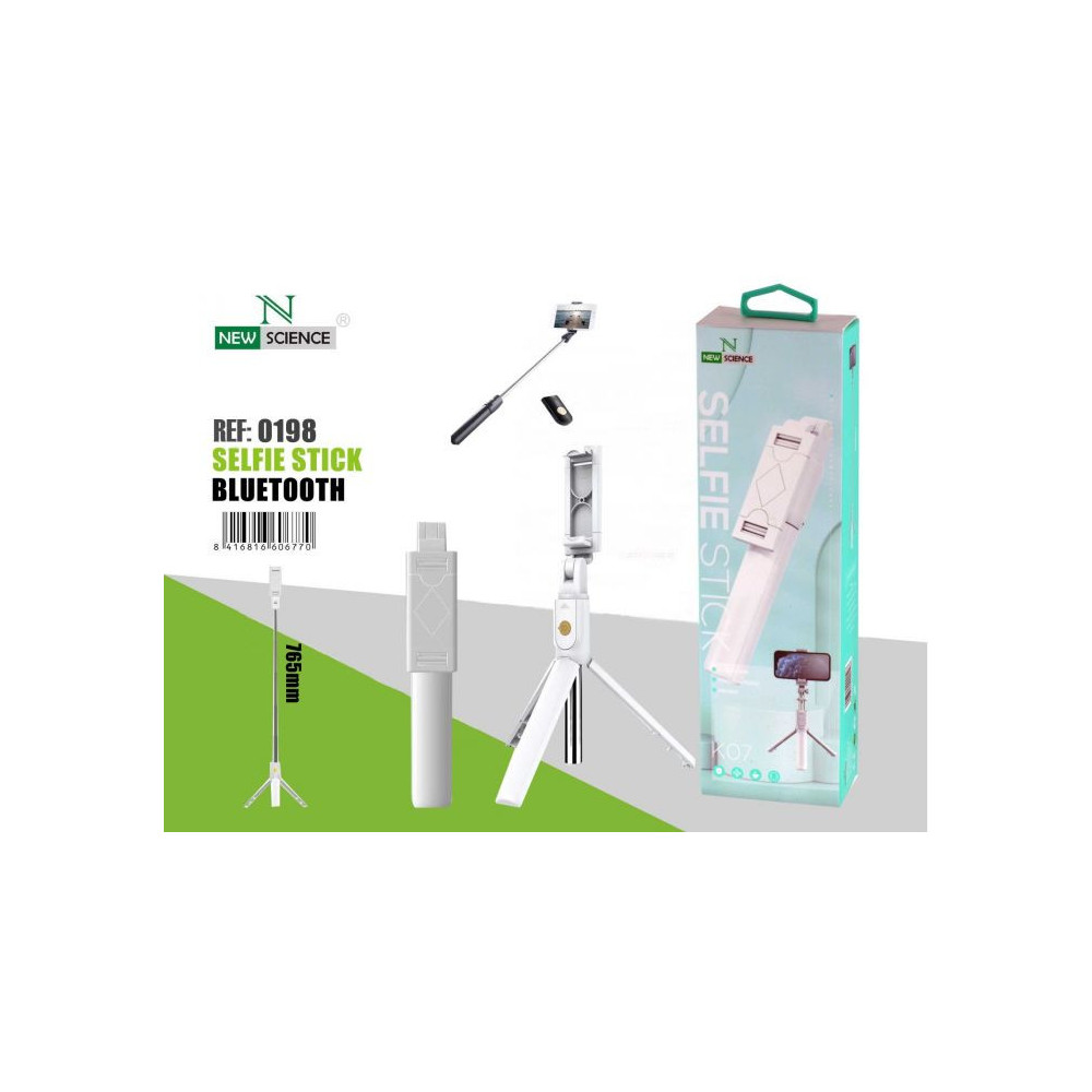 Selfie Stick New Science K07 Branco Com Tripé