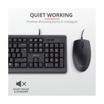 Keyboard Mouse Trust Tkm-250 1.8m Cable Spill Resistant Black