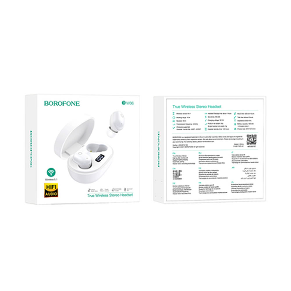 Earbuds Borofone Bw06 Branco Bluetooth Tws