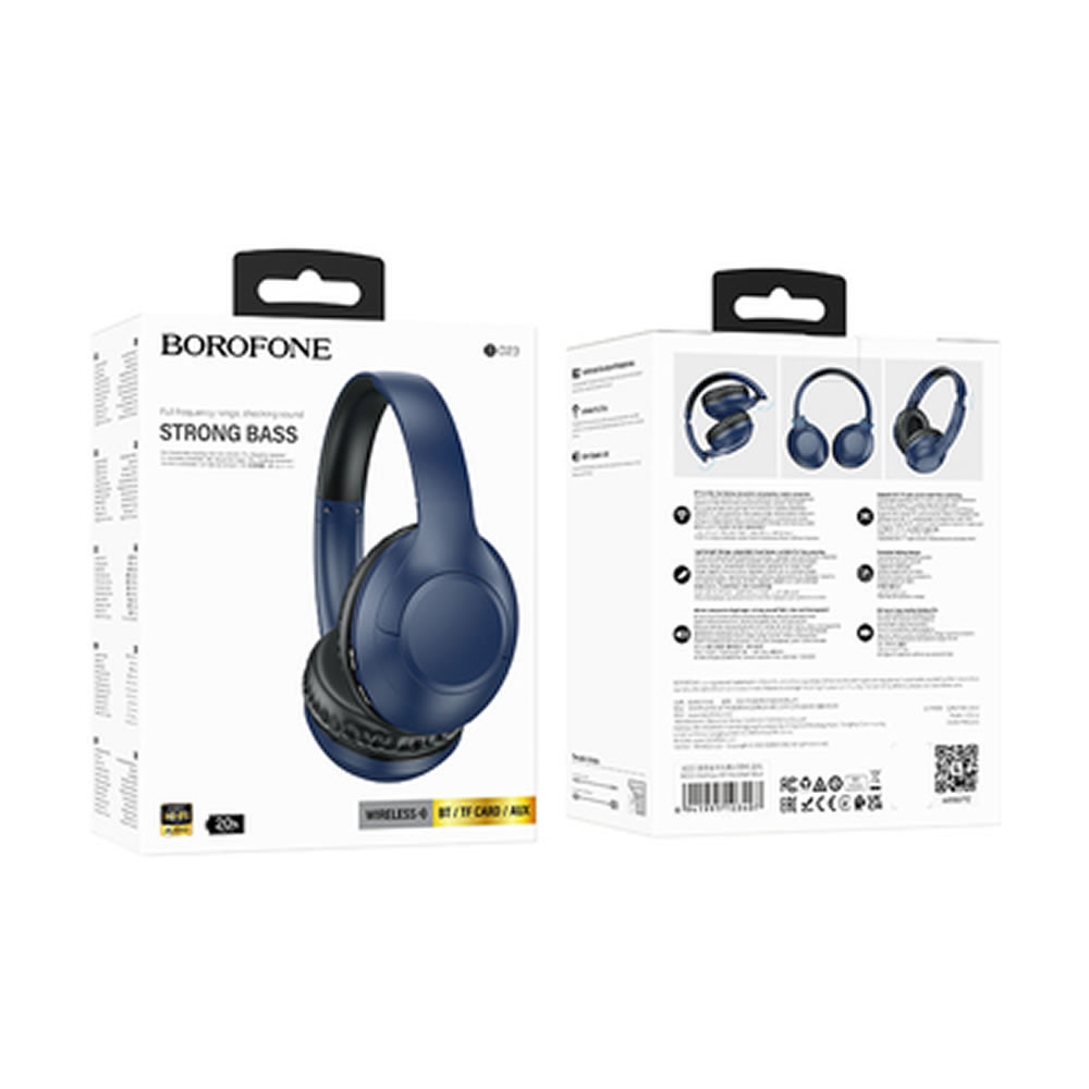 Borofone BO23 Blue Strong Bass Bluetooth/TF Card/AUX Headphones