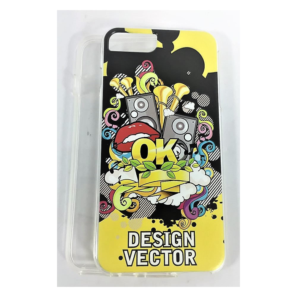 Capa Silicone Gel 360º Com Desenho Apple Iphone 7 Plus/8 Plus Transparente Design Preto E Amarelo