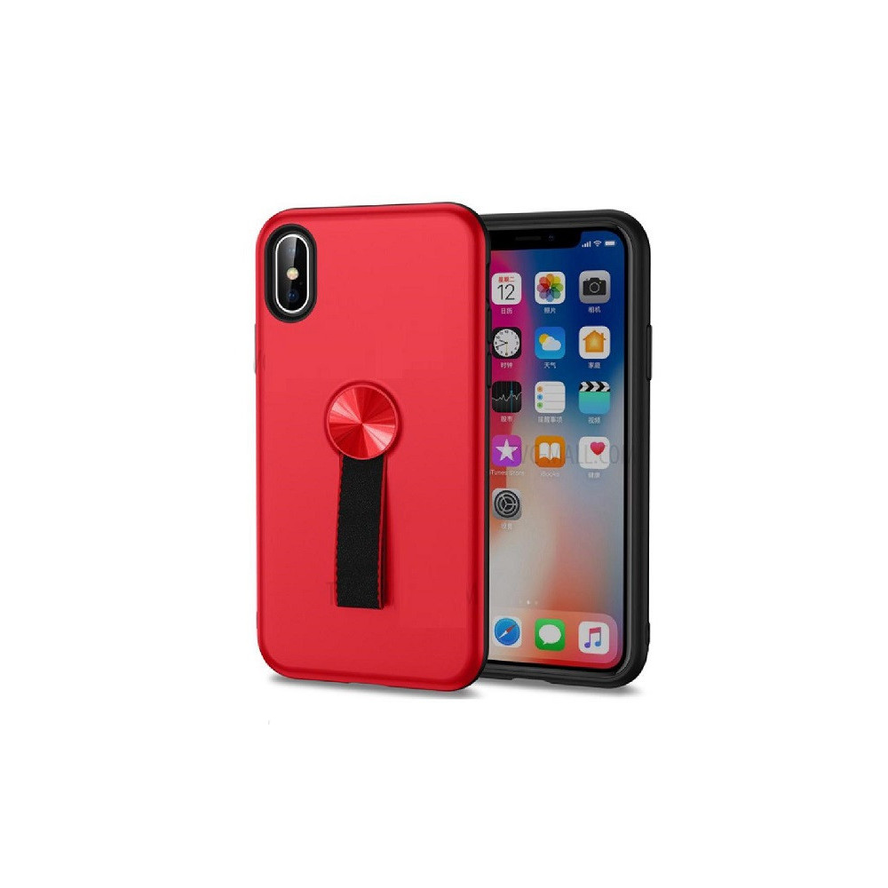 Hybrid PC and TPU Phone Case with Finger Ring Holder for iPhone Xs Max 6.5 inch - Red-TVC-Mall.com (1)