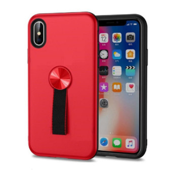 Hybrid PC and TPU Phone Case with Finger Ring Holder for iPhone Xs Max 6.5 inch - Red-TVC-Mall.com (1)