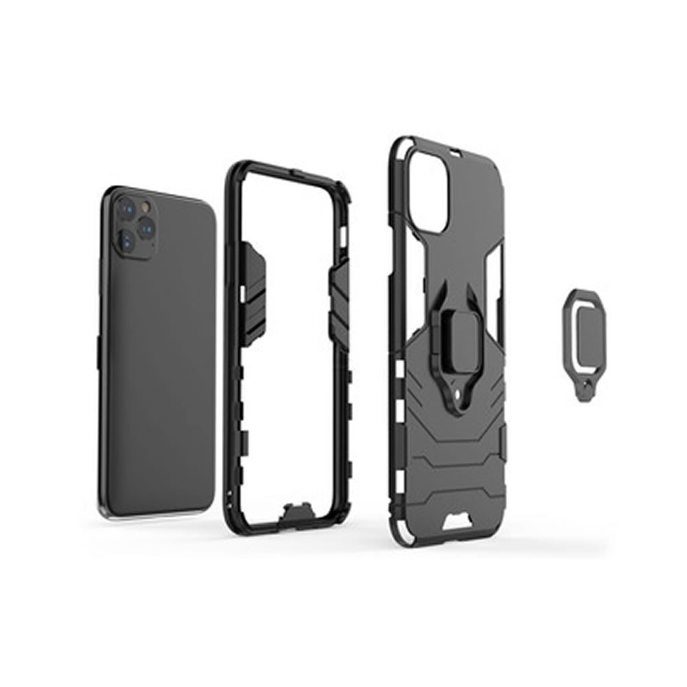 Capa Silicone Anti-Choque Armor Carbon Apple Iphone 12/12 Pro Preto Ring Armor Case