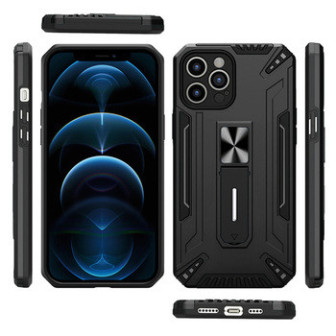 Anti-shock Armor Carbon Silicone Case Samsung Galaxy A22 4G Black Kickstand