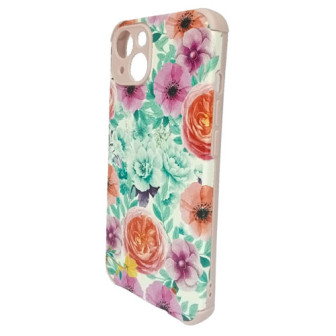 Capa Silicone Gel Com Desenho Flor Apple Iphone 13 6.1" Rosa Protetor De Câmera