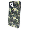 Capa Silicone Gel Com Desenho Flor Apple Iphone 13 6.1" Preto Protetor De Câmera