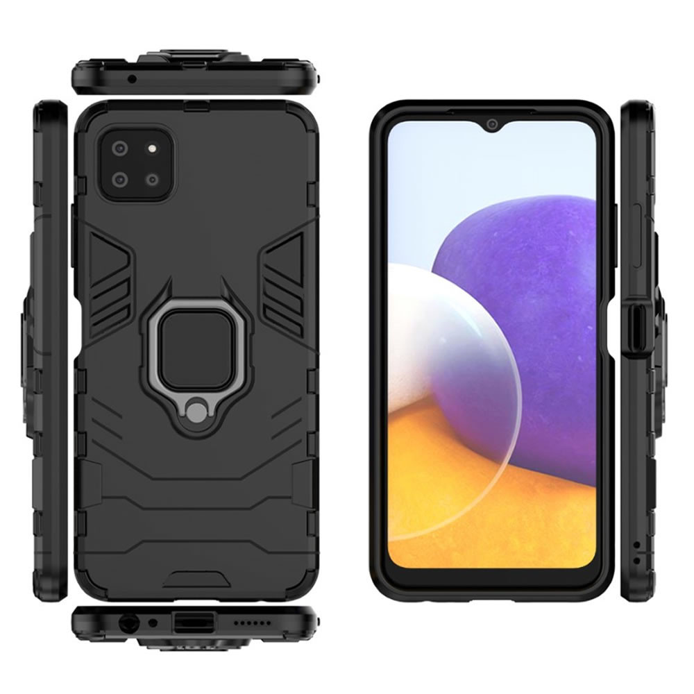 Samsung Galaxy A22 5g Black Anti-shock Armor Carbon Ring Armor Silicone Case