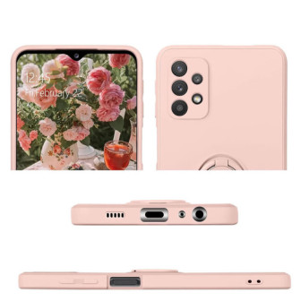 Capa Silicone Gel Samsung Galaxy A33 5G Rosa Clara Com Protetor De Câmera, Anel De Dedo E Corda