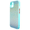 Capa Silicone Com Desenho Bling Glitter Apple Iphone 13 Verde Com Protetor De Câmera