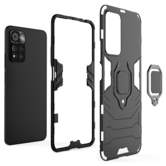 Xiaomi Poco M4 Pro 5G Black With Finger Ring Armor Silicone Case
