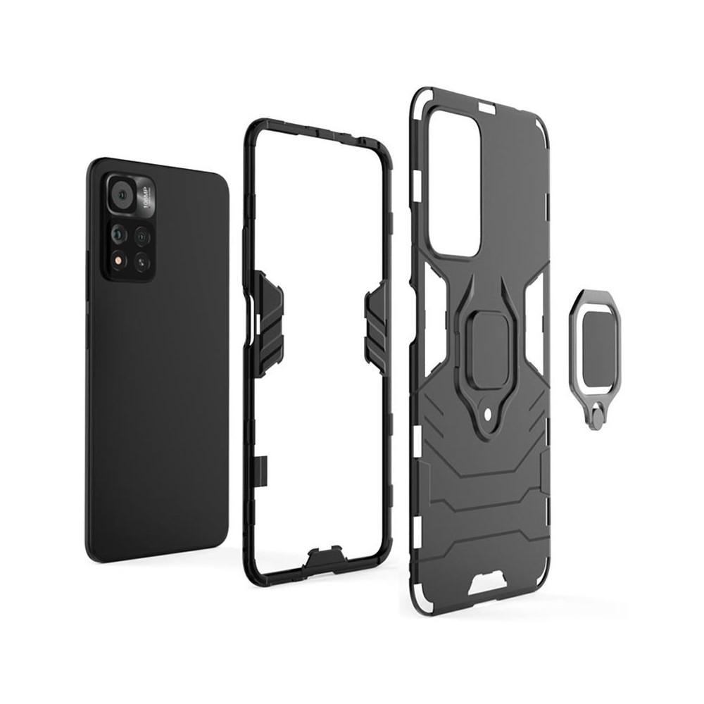 Xiaomi Poco M4 Pro 5G Black With Finger Ring Armor Silicone Case