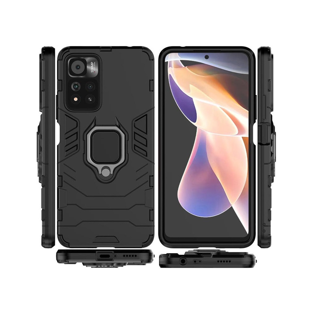 Xiaomi Poco M4 Pro 5G Black With Finger Ring Armor Silicone Case