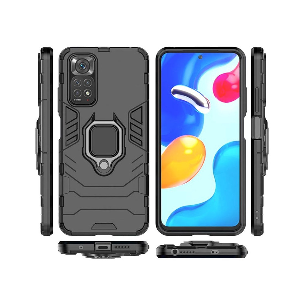 Capa Silicone Anti-Choque Armor Carbon Xiaomi Redmi Note 11/Note 11s Preto Ring Armor