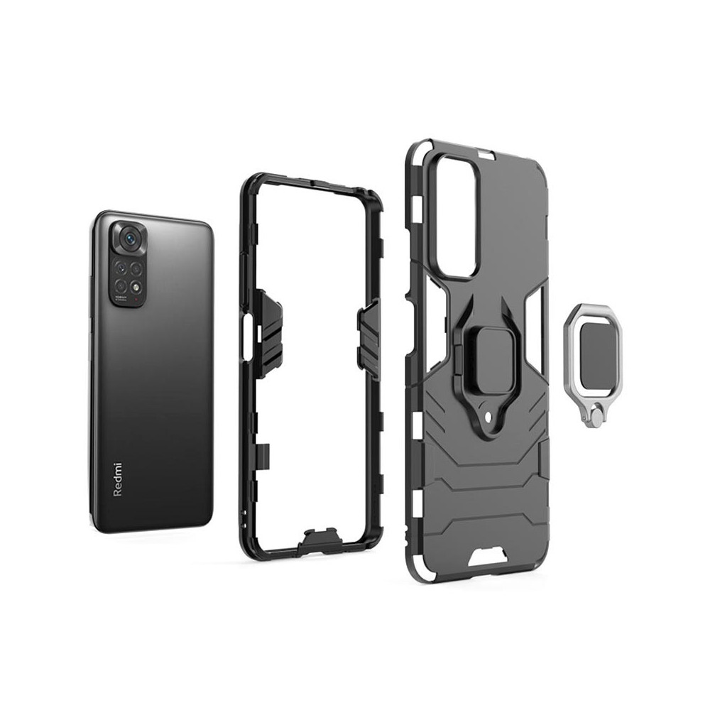 Capa Silicone Anti-Choque Armor Carbon Xiaomi Redmi Note 11/Note 11s Preto Ring Armor