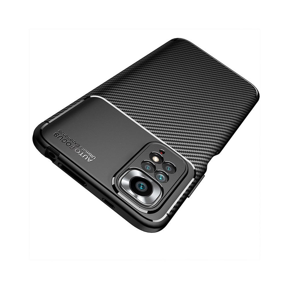 Capa Silicone Gel Carbon Xiaomi Redmi Note 11/Note 11s Preto Auto Focus Vennus Com Protetor De Câmera