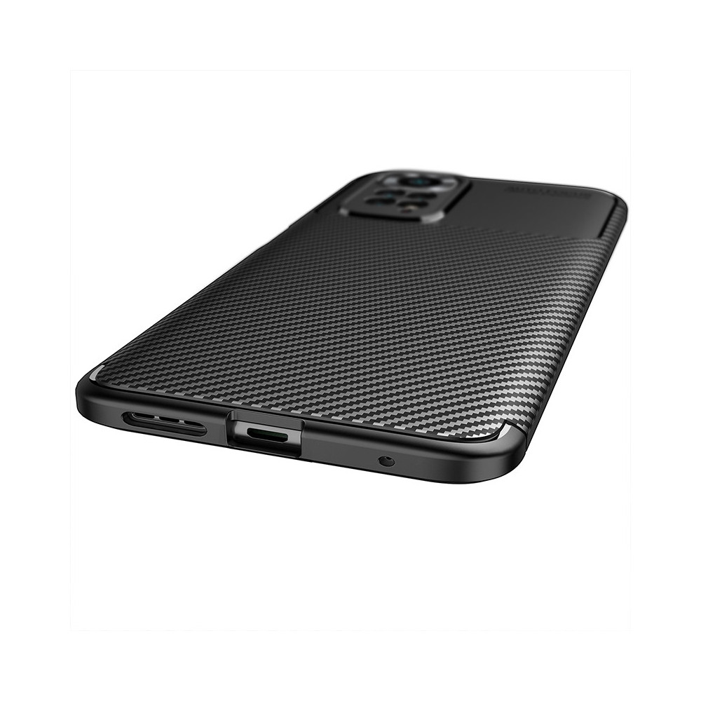 Capa Silicone Gel Carbon Xiaomi Redmi Note 11/Note 11s Preto Auto Focus Vennus Com Protetor De Câmera