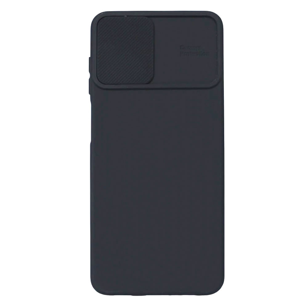 Samsung Galaxy A12 Black With Camera Protector And Sliding Window Silicone Gel Case