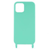 Capa Silicone Gel Apple Iphone 12/12 Pro Verde Turquesa Robusta Com Corda
