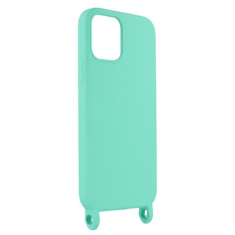 Capa Silicone Gel Apple Iphone 12/12 Pro Verde Turquesa Robusta Com Corda