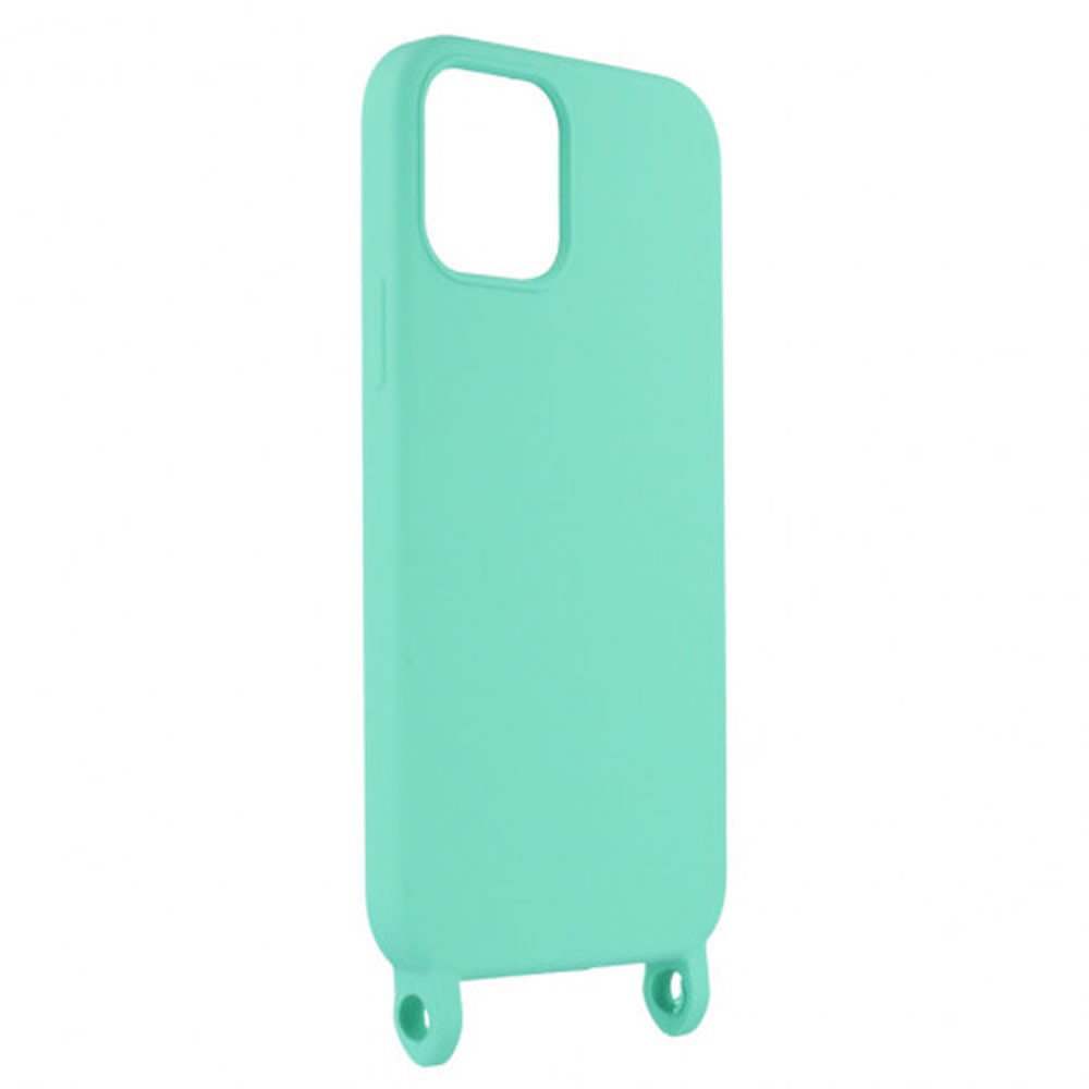 Capa Silicone Gel Apple Iphone 12/12 Pro Verde Turquesa Robusta Com Corda