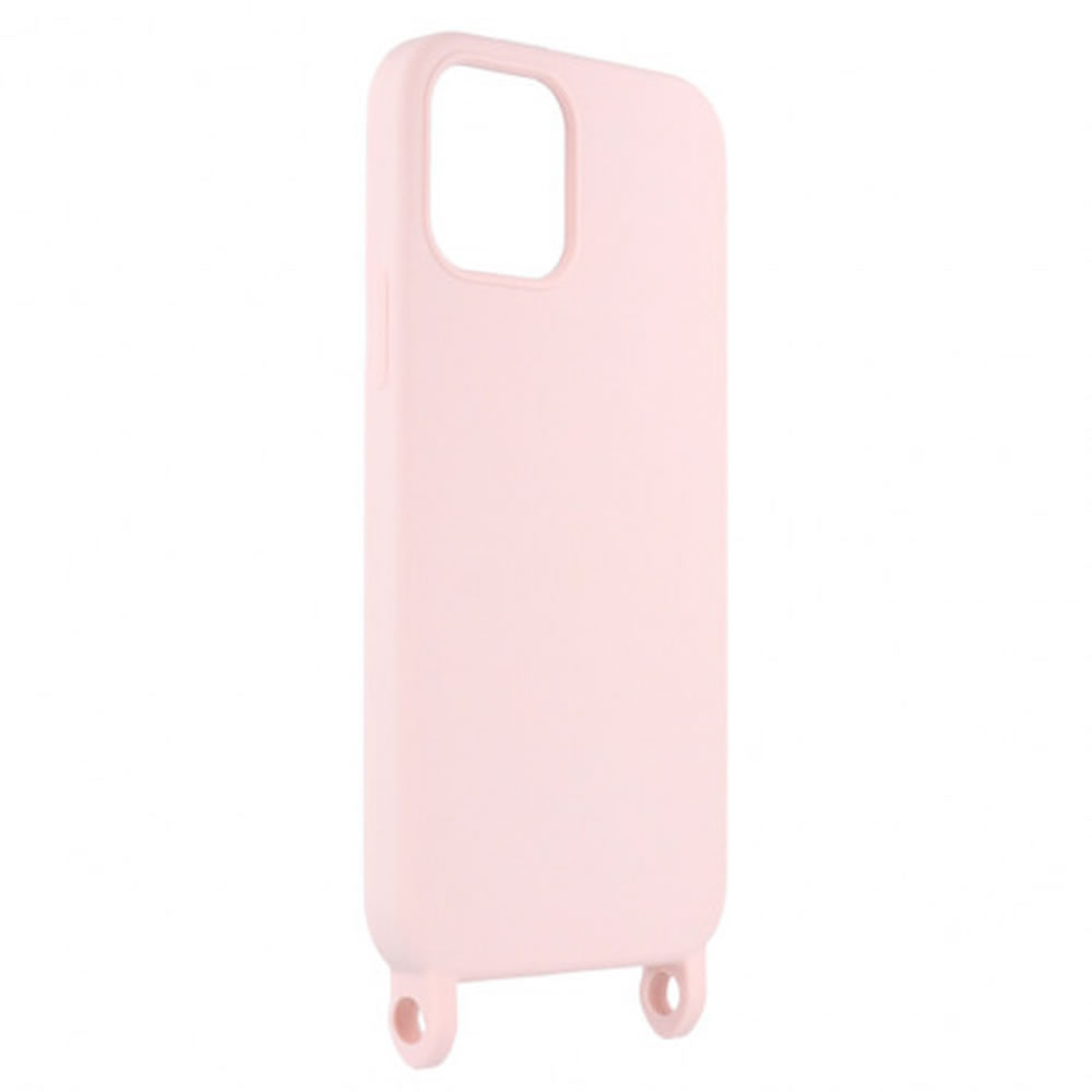Apple Iphone 12/12 Pro Light Pink Robust Silicone Gel Case With String