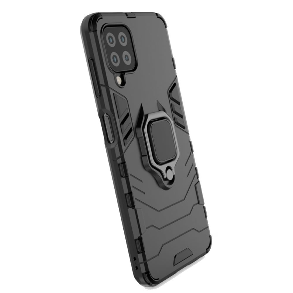 Samsung Galaxy A12 Black Anti-shock Armor Carbon Ring Armor Silicone Case