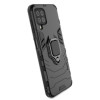Capa Silicone Anti-Choque Armor Carbon Samsung Galaxy A12 Preto Ring Armor Com Protetor De Câmera