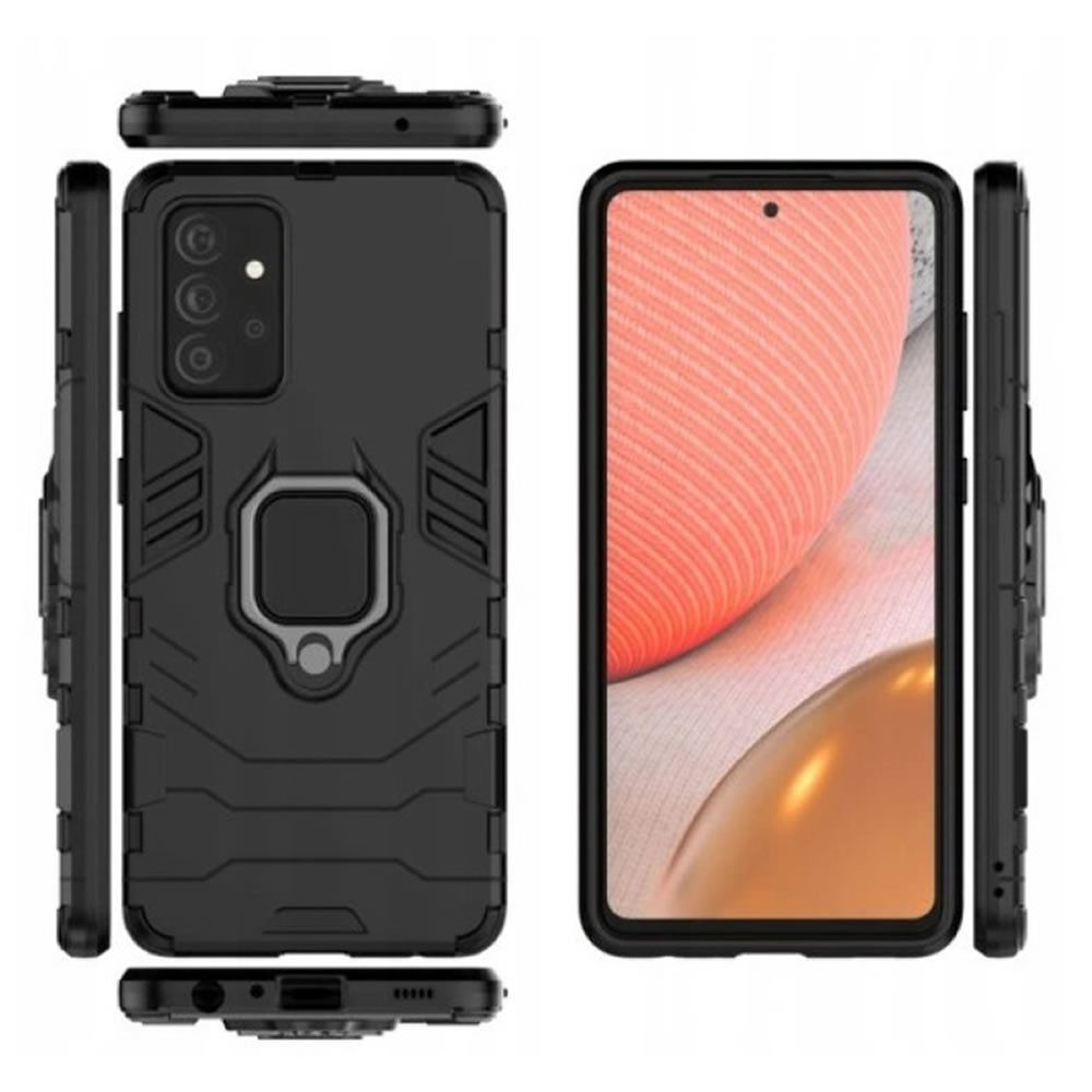 Capa Silicone Anti-Choque Armor Carbon Samsung Galaxy A32 4G Preto Ring Armor
