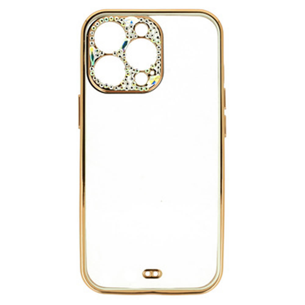 Capa Silicone Gel Apple Iphone 14 Pro Max Dourado Com Protetor De Câmera Brilhante