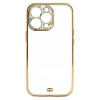Apple Iphone 14 Pro Max Gold With Camera Protector And Glitter Stones Silicone Gel Case