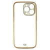 Apple Iphone 14 Pro Max Gold With Camera Protector And Glitter Stones Silicone Gel Case