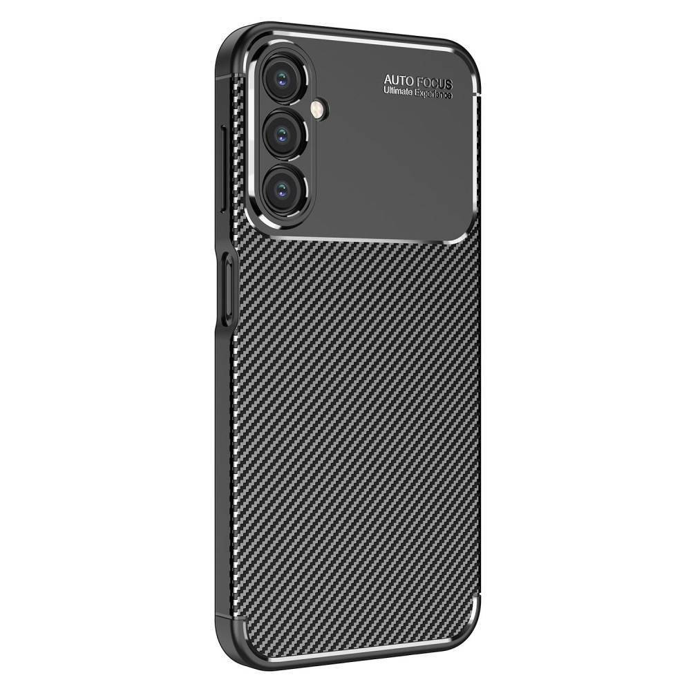 Samsung Galaxy A14 Black Auto Focus Vennus Carbon Silicone Gel Case With Camera Protector