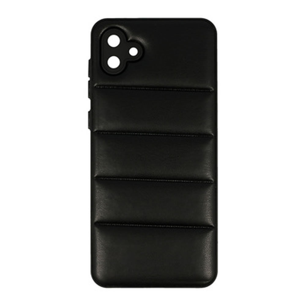 Capa Silicone Samsung Galaxy A04 Preto Leather Almofadada Com Protetor De Câmera D2