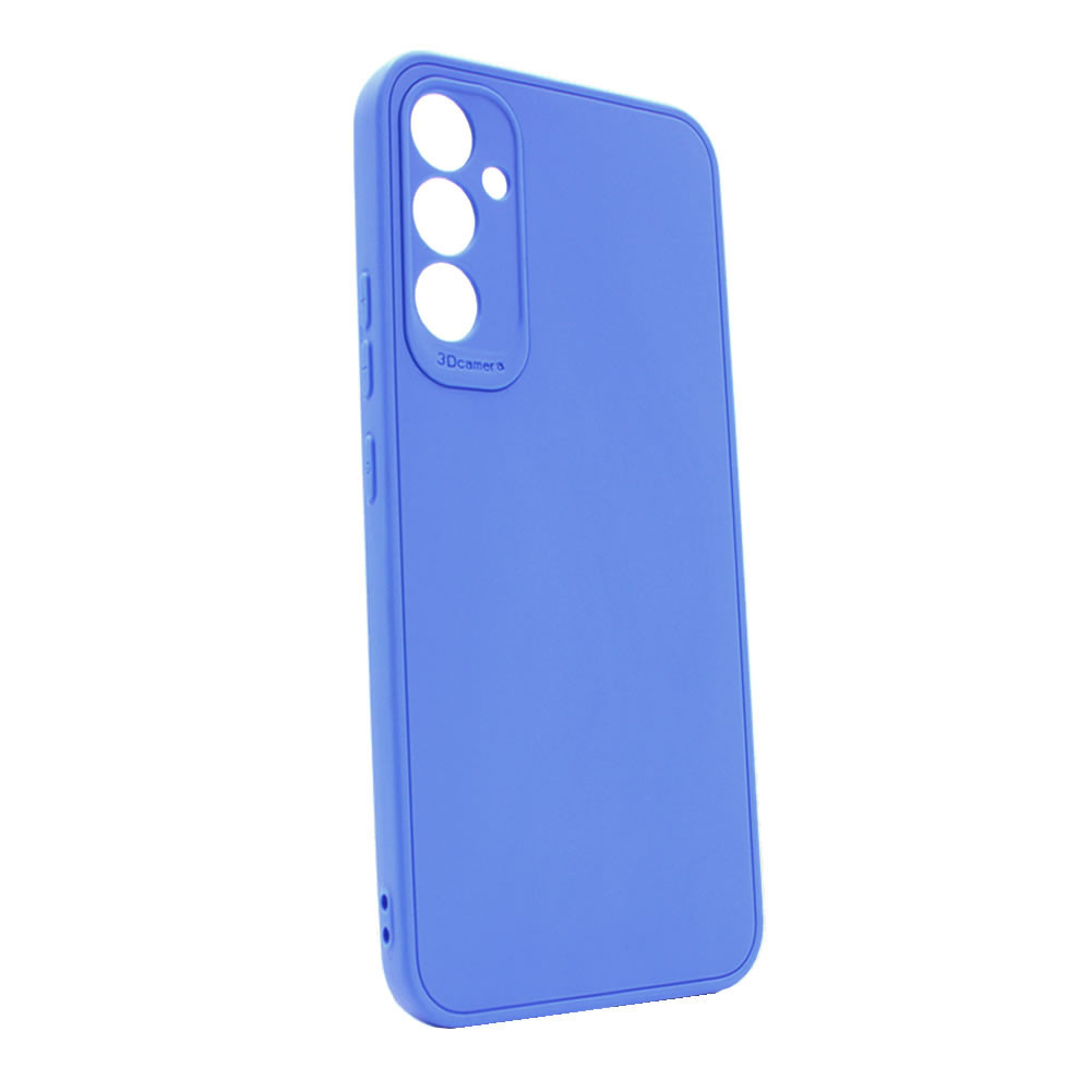 Samsung Galaxy A14 Blue Silicone Case With 3D Camera Protector