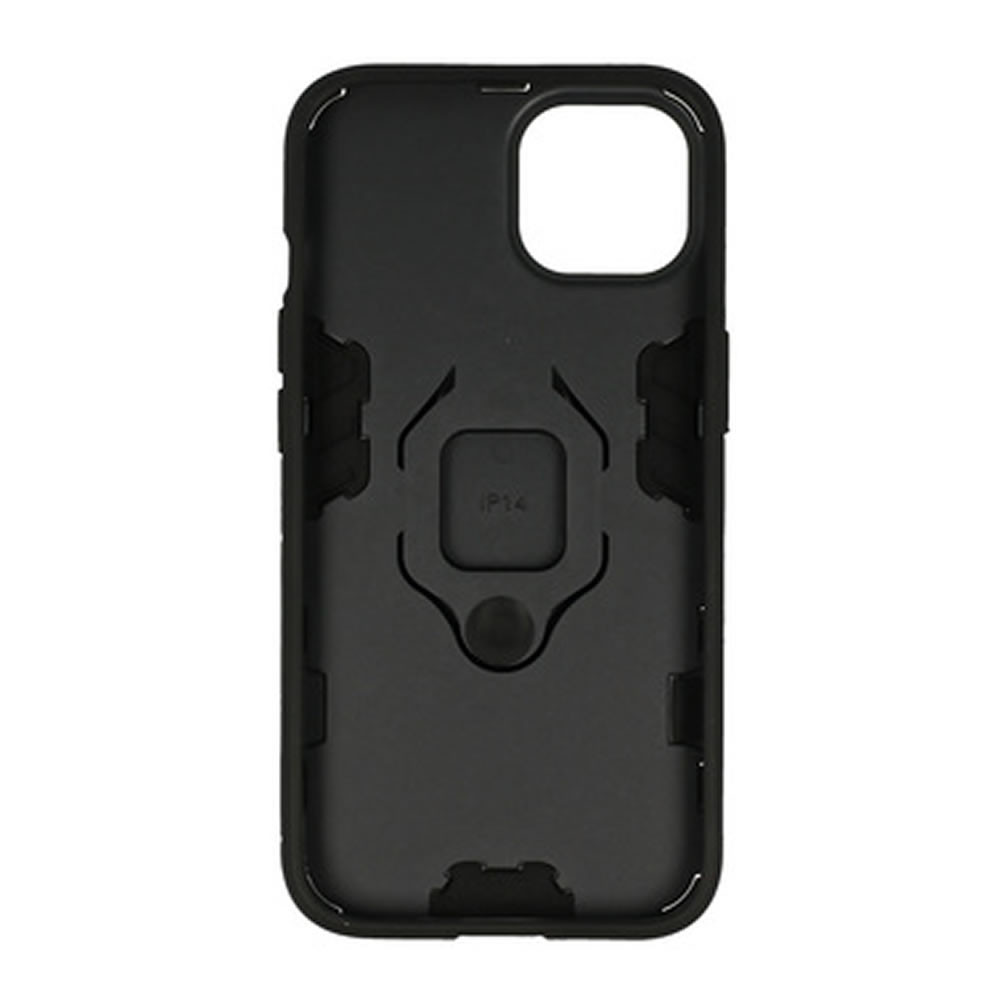 Apple Iphone 14 Black Ring Armor Armor Carbon Anti-Shock Silicone Case