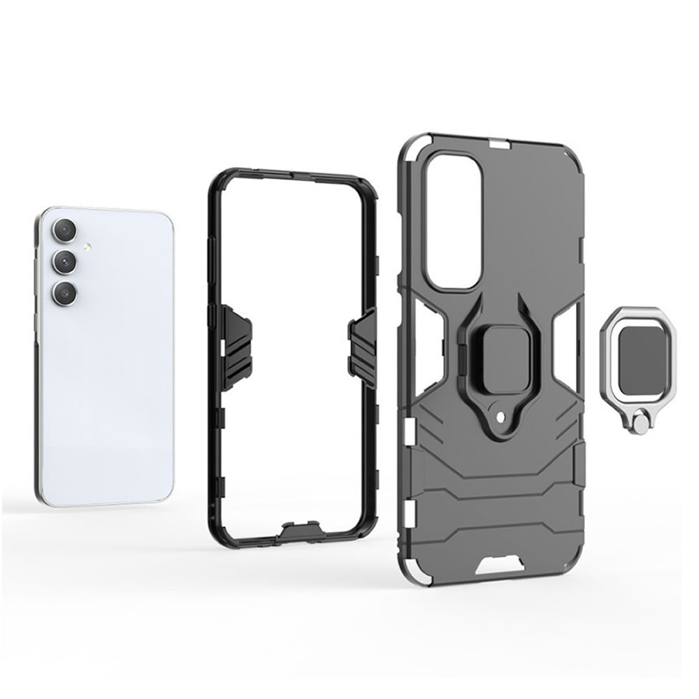 Samsung Galaxy A35 5G Black Ring Armor Armor Carbon Anti-Shock Silicone Case