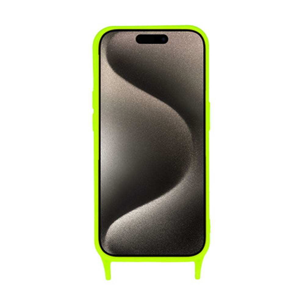 Apple Iphone 15 Pro Max Lime Silicone Case With Camera Protector And String