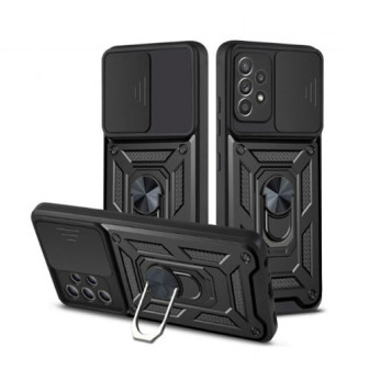 Capa Silicone Tpu Com Anel De Dedo Samsung Galaxy A13 4g Preto Com Protetor De Câmera E Janela Deslizante