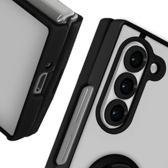 Samsung Galaxy Z Fold6 Black TPU Silicone Case With Magnetic Finger Ring