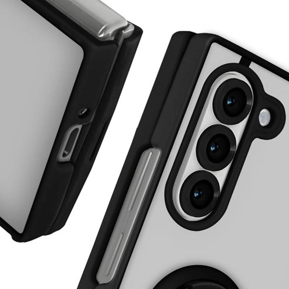 Samsung Galaxy Z Fold6 Black TPU Silicone Case With Magnetic Finger Ring