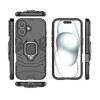 Apple Iphone 16 Plus Black Ring Armor Armor Carbon Anti-Shock Silicone Case