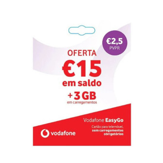 Cartão sim vodafone easygo 2.5€ saldo e 1gb internet válido por 7 dias