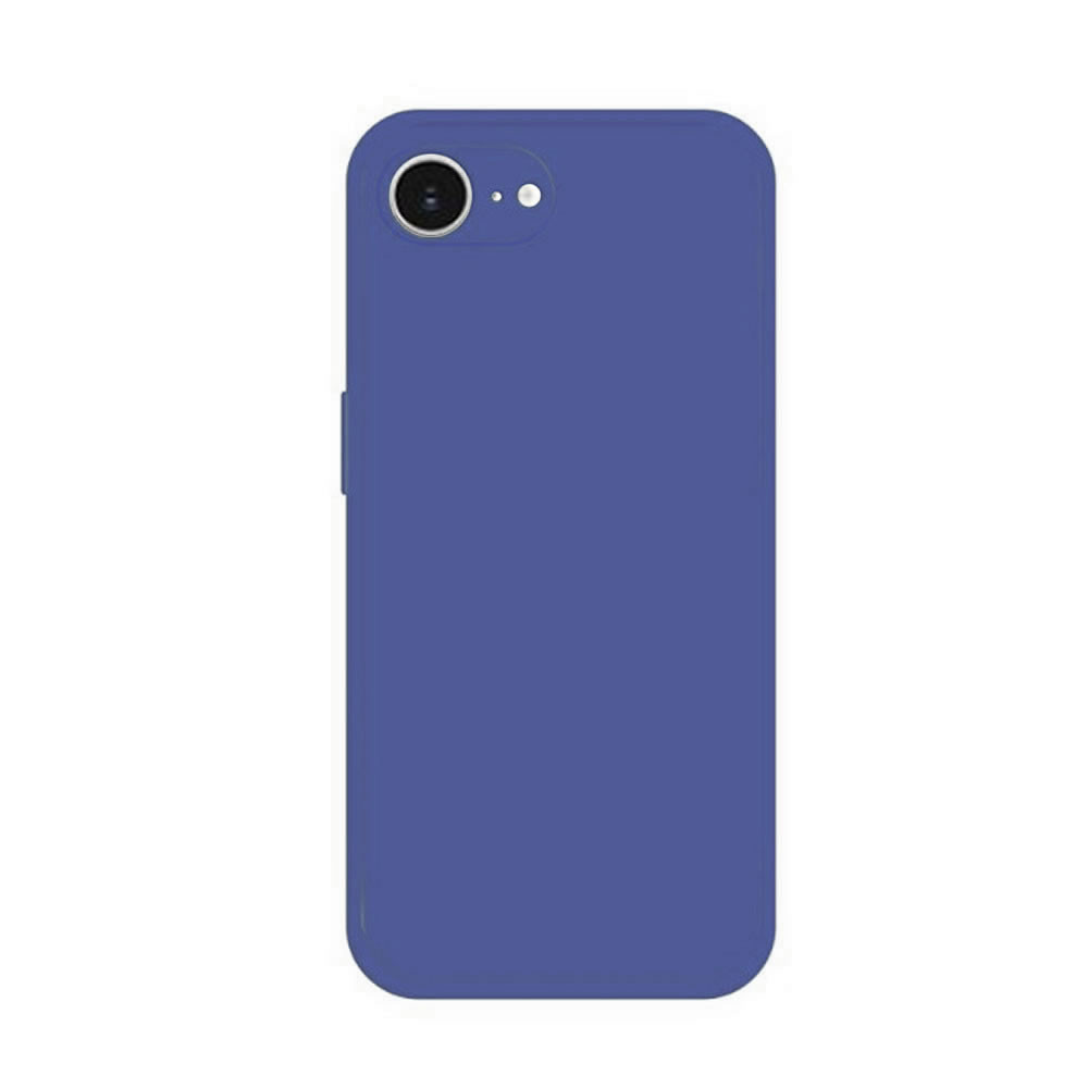 Capa silicone apple iphone 16e azul com protetor de câmera