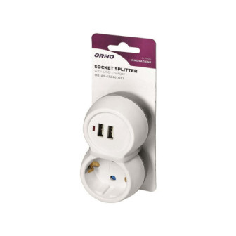 Orno OR-AE-13246 White Adapter 12W/2.4A/2 USB And Socket