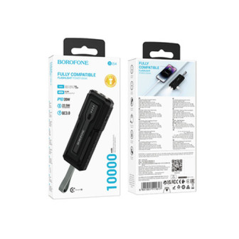 Power Bank Borofone Bj54 Preto 10000mah 20w 2 Input Usb/Usb-C Com Lanterna