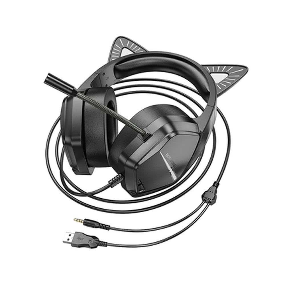 Auscultador Gaming Borofone Bo106 Preto 3.5mm 2m Cat Ear