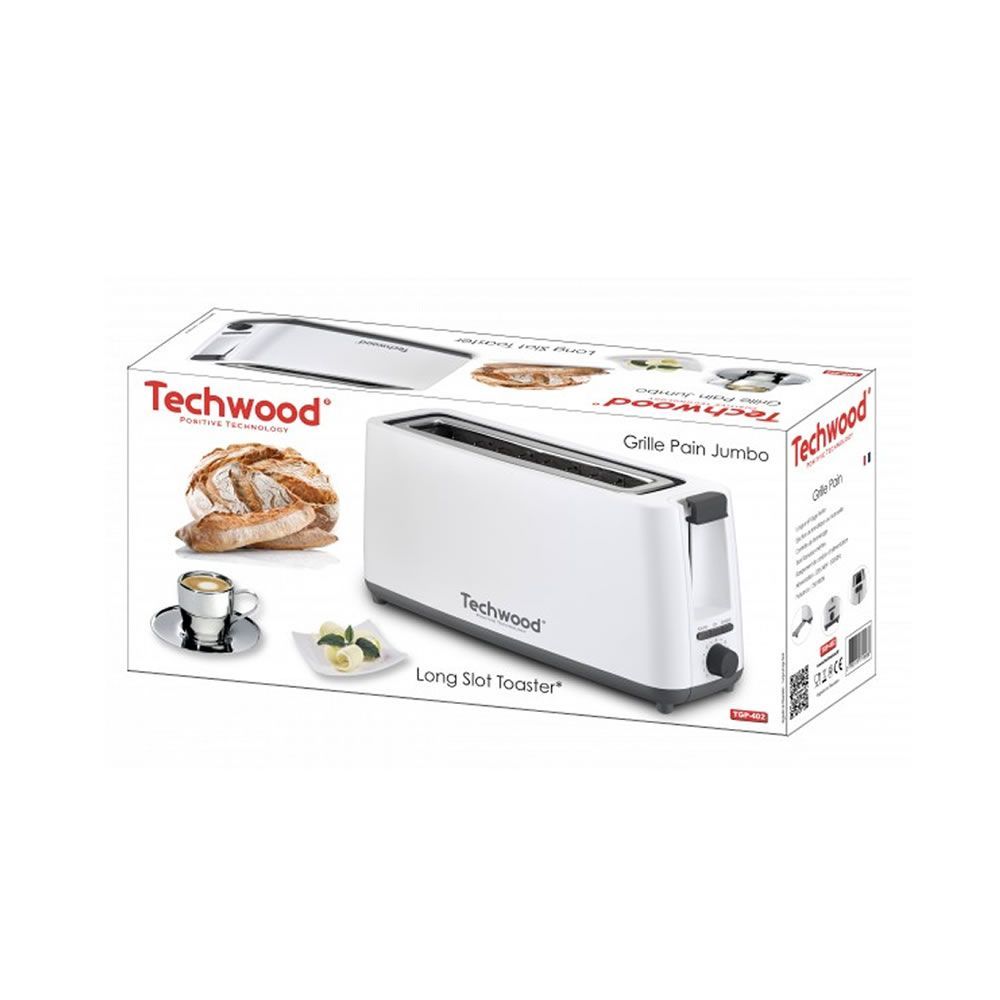 Techwood TGP-402 Silver Toaster 900W 1 Long Slot