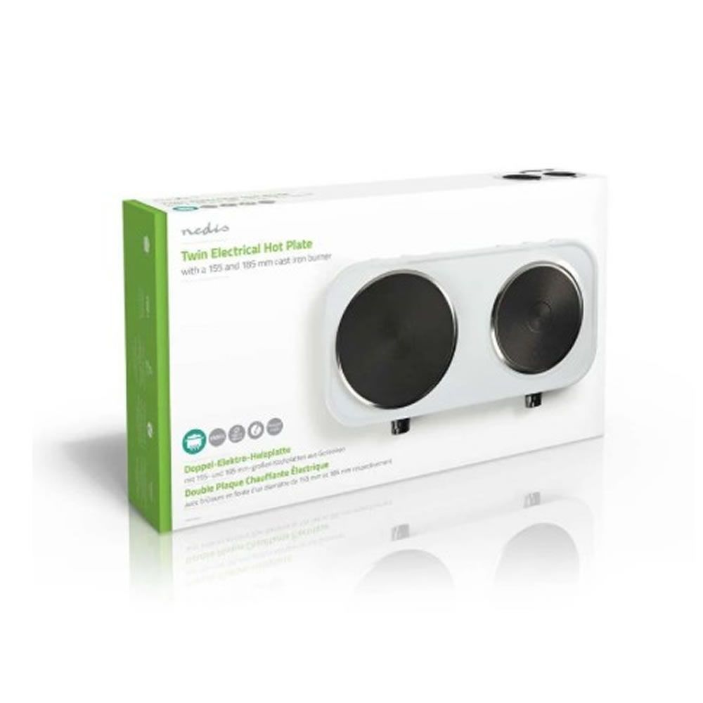 Fogão Elétrico Nedis Kaep250ewt2 Branco 2500w 2 Placas 15.5cm E 18.5cm