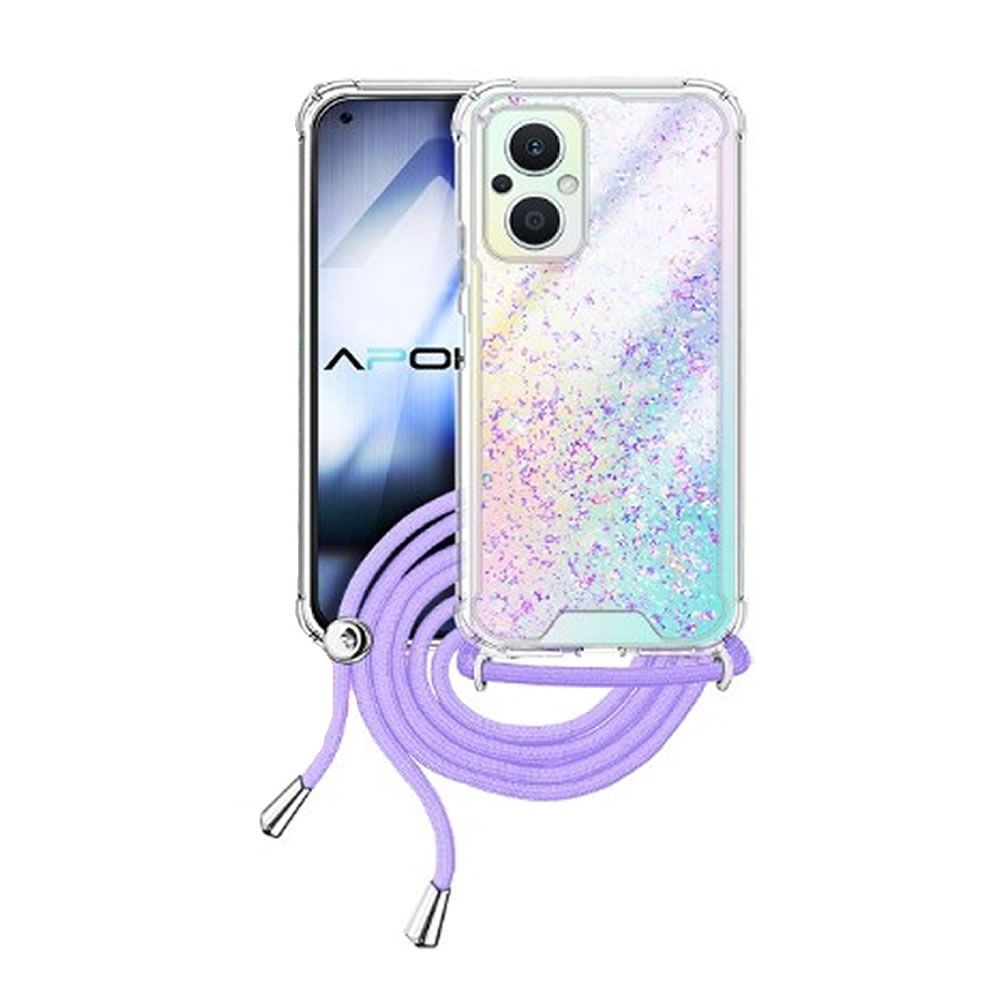Oppo Reno8 Lite/Reno7 Z 5G Lilac Glitter Silicone Case With Rope